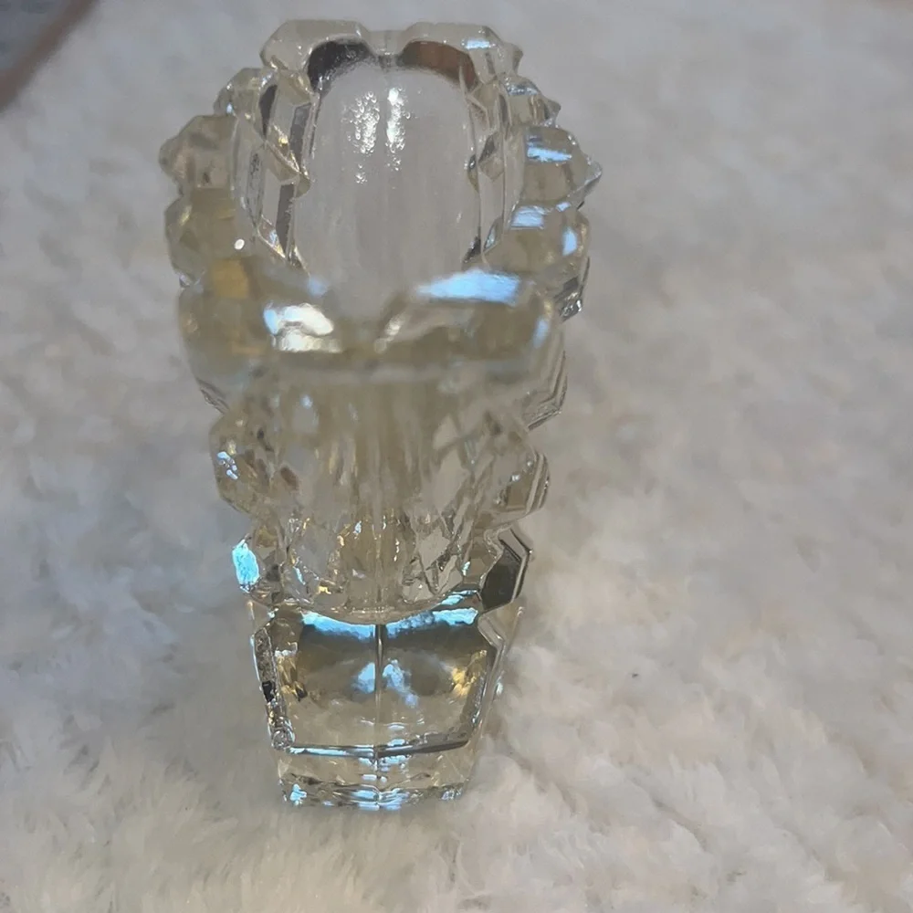Vintage Bohemian Toothpick Holder Czech Diamond Pattern Fan Shape Collectible